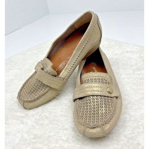 Baretraps Posture Comfort Perforated Leather Gold Oakes Loafers‎ Womens Size 7